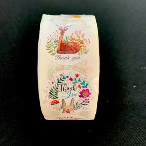 Thank You Sticker Labels 500 labels on roll. 1” Round NWT 8 Designs, Animals